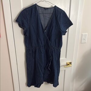 J Crew Factory Denim Faux Wrap Dress